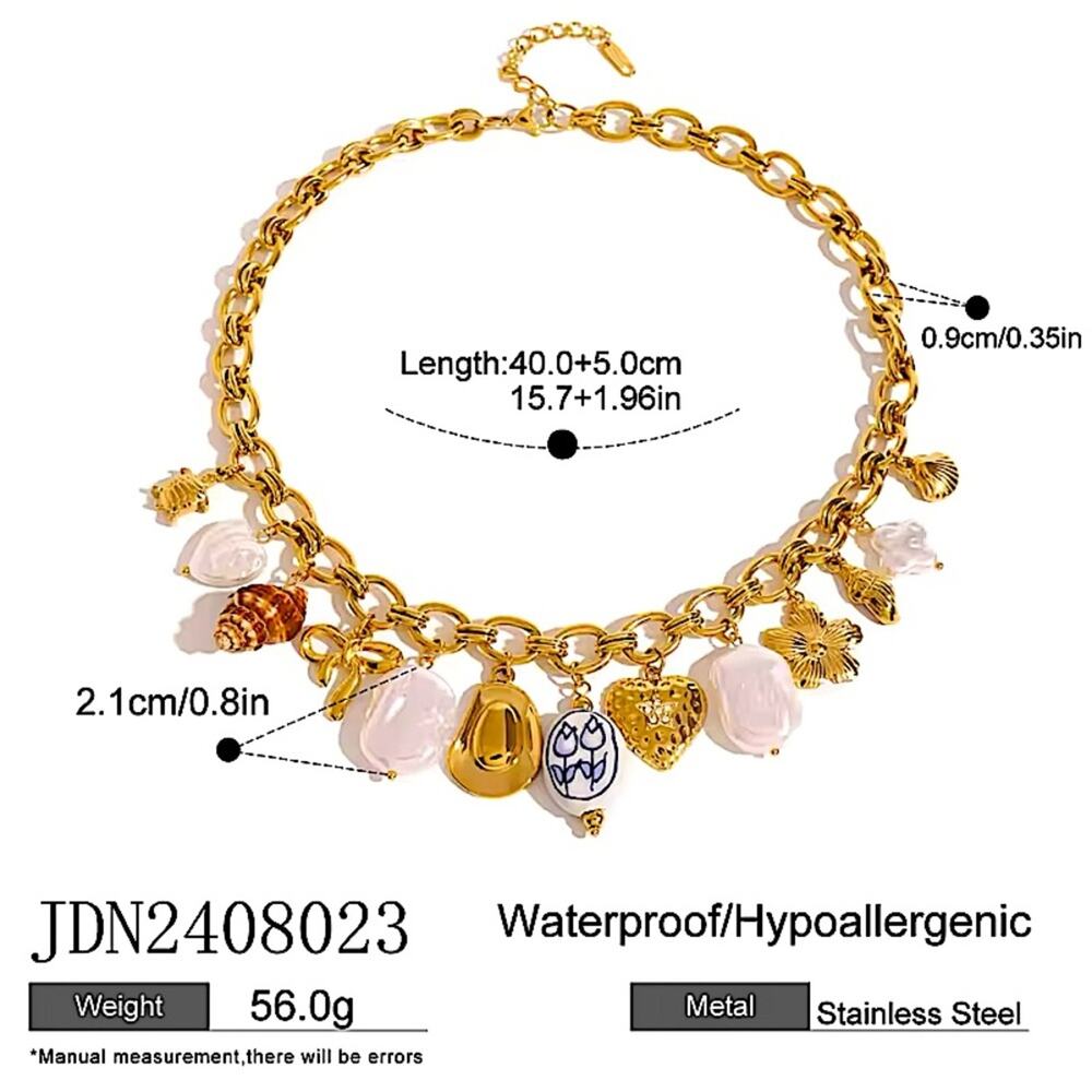 Stainless Steel Vintage Charm Necklace Gold Plated Choker Multi-charm Se… - Picture 8 of 13